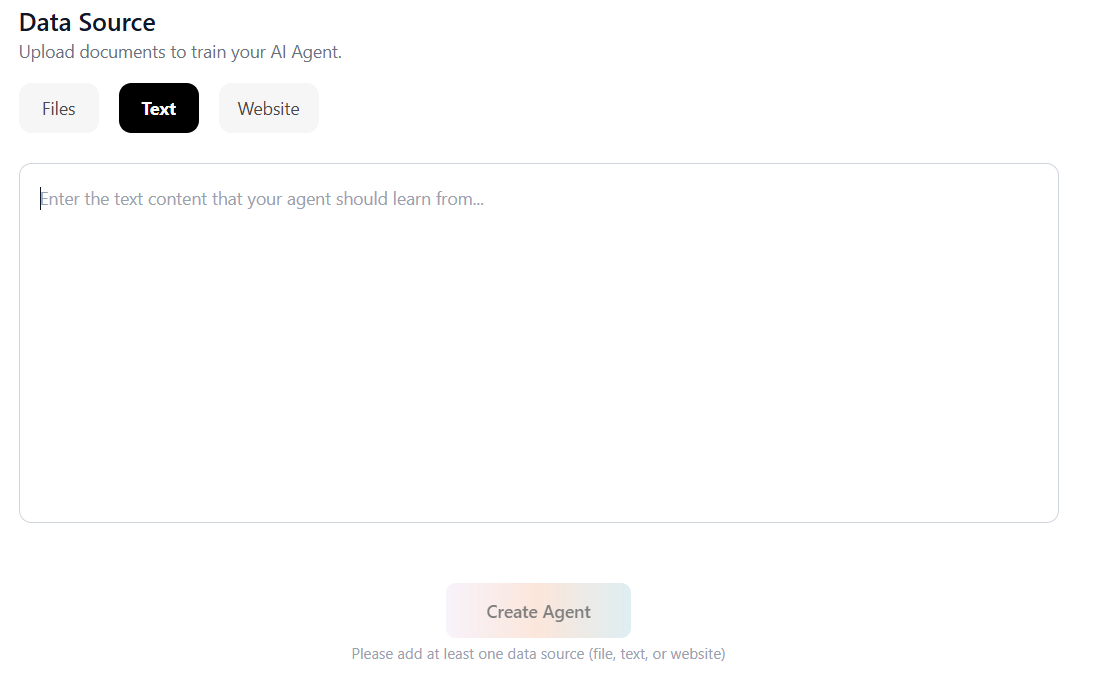 Paste text content as a data source